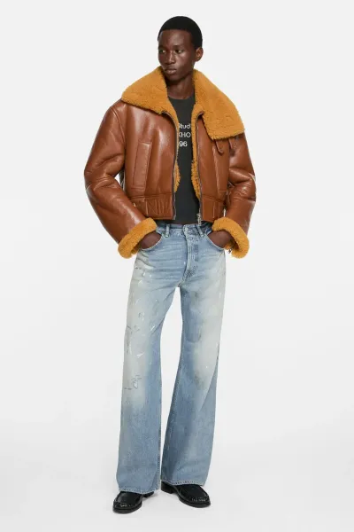 Shearling biker jacket