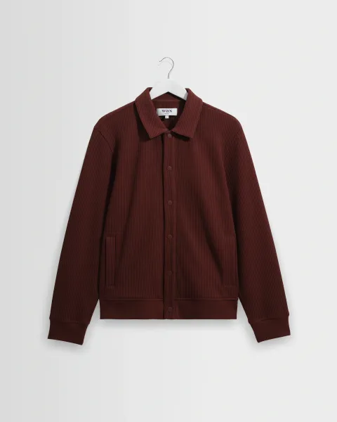 Hays - Dark Burgundy Structured Waffle Overshirt