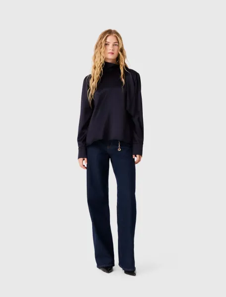 Satin blouse with draped back