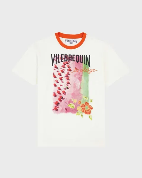 Vilebrequin Men Cotton T-shirt Vilebrequin La Plage From The Sky