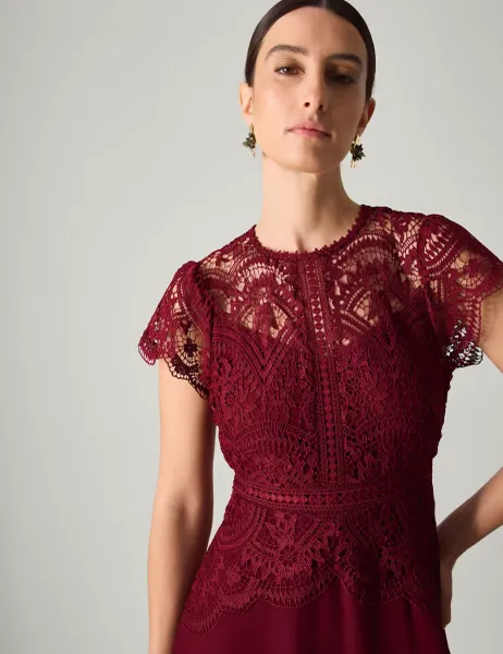 Monsoon Lace Round Neck Maxi Skater Dress