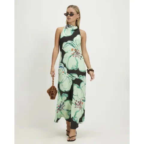 River Island Petite Floral Halter Maxi Slip Dress