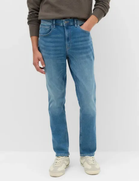 Marks & Spencer Slim Fit Textured Comfort Stretch Jeans Mid Blue