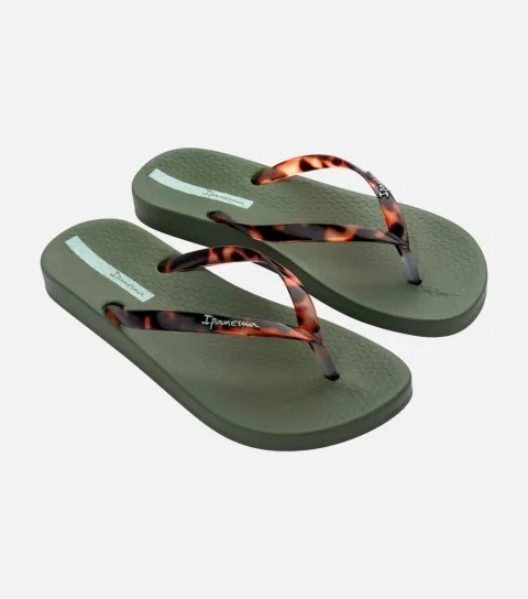Women's Khaki Tortoise Shell Flip Flops