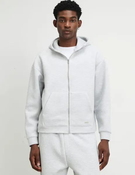 River Island Pure Cotton Zip Up Hoodie Grey Marl