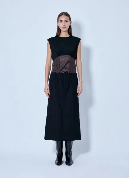 Marni Sleeveless Dress with Contrast Waist Panel