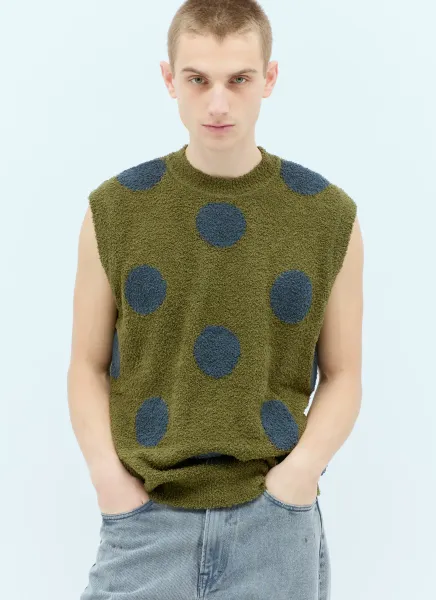Teddy Fur Dot Knit Sweater Vest