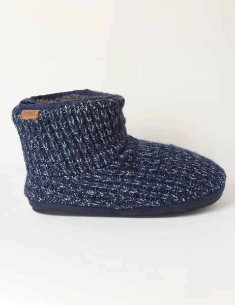 FatFace Knitted Slipper Boots Navy Mix