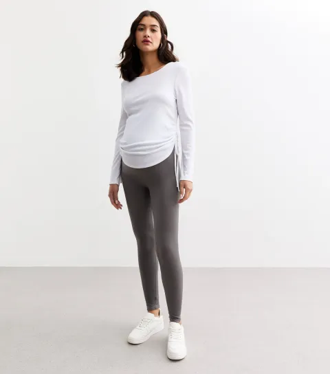 Women's Maternity Dark Grey Seam Free Jersey Leggings