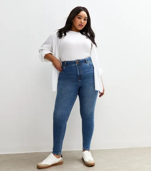 Women's Plus Size Blue Yazmin High Waisted Slim Leg Jeans Curves