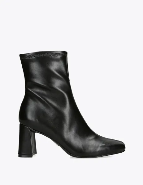 Steve Madden Hurst Leather Block Heel Ankle Boots Black