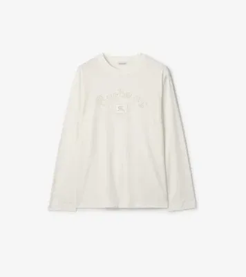 Long-sleeve Gothic Logo Cotton T-shirt in Chalk white