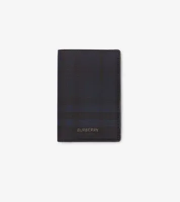 City Check Passport Holder in Navy - Men, Cotton, Technical
