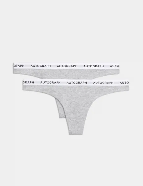 Autograph 2 Pack Lille Cotton Rich Thongs Grey Marl