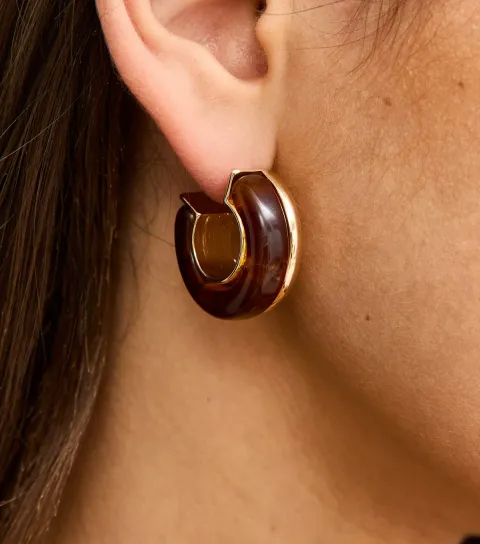 New Look Gold Tone Resin Chunky Hoop Earrings