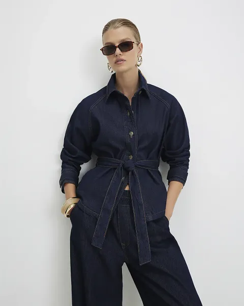 River Island Denim Cropped Trench Jacket