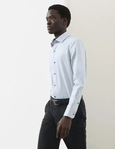 Autograph Slim Fit Cotton Performance Shirt Blue