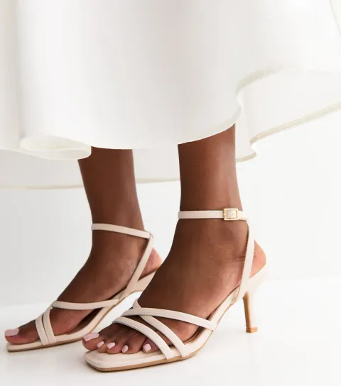 Women's Wide Fit Off White Faux Leather Sandals