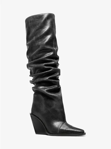 Noemie Distressed Leather Slouchy Boot