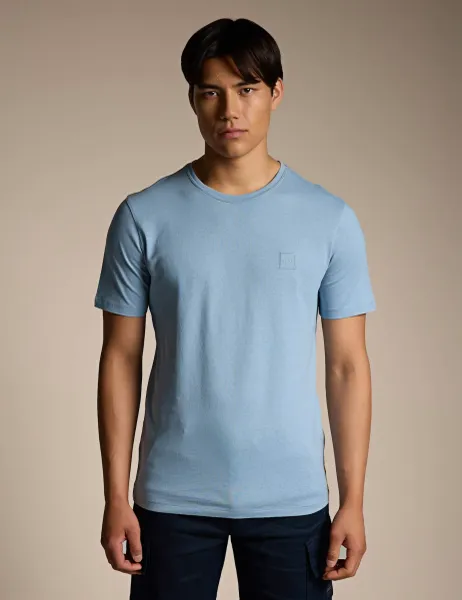 Boss Tales Logo Patch T-Shirt Light Blue