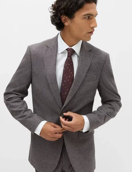 Marks & Spencer Tailored Fit Micro Check Suit Jacket Bordeaux