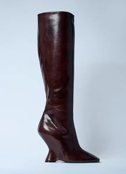 Leather Wedge Boots