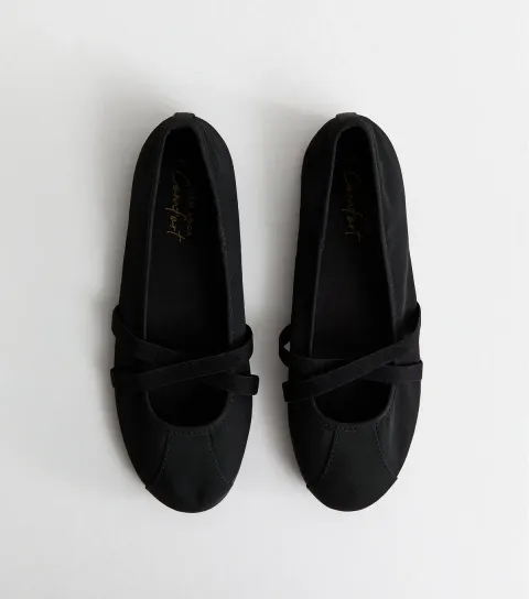 Women's Black Sporty Ballet Flats Vegan
