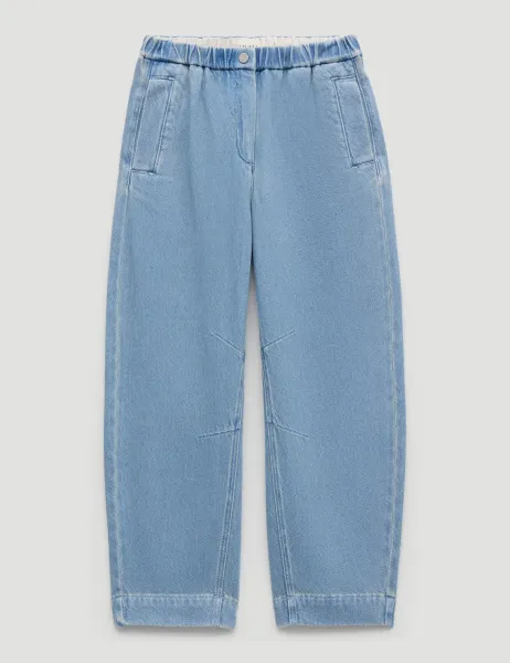 HUSH Supersoft Denim Barrel Turn Up Jeans Light Blue