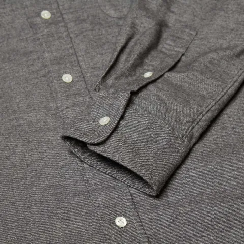Button Down Solid Flannel Shirt