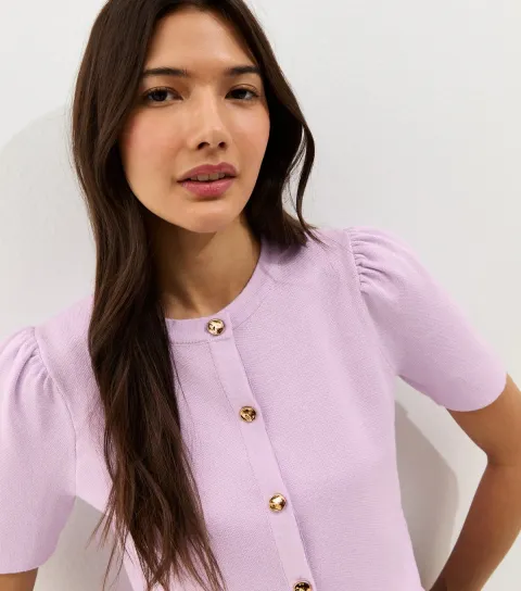 Women's Lilac Lightweight Short Sleeve Cardigan
