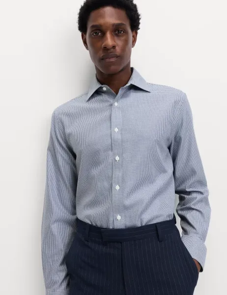 Marks & Spencer Slim Fit Ultimate Non-Iron Cotton Shirt Dark Ink