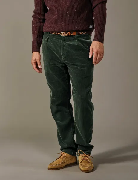 Relaxed Fit Corduroy Trousers Dark Khaki