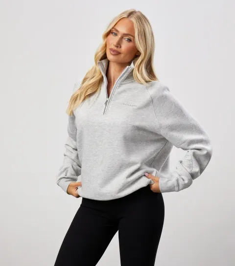 Women's Grey Quarter Zip Sweatshirt