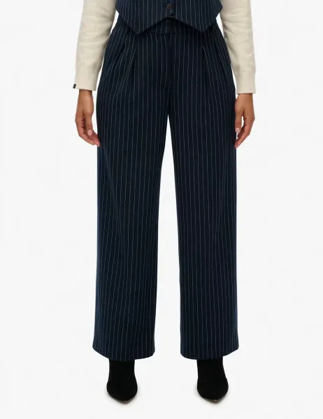 Superdry & Co Pinstripe Elasticated Waist Wide Leg Trousers