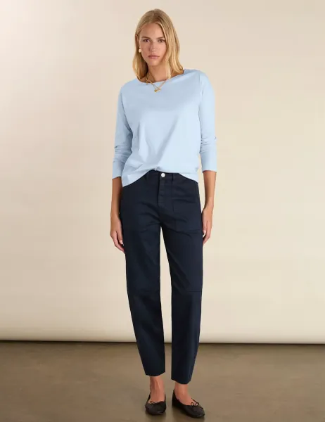BAUKJEN Cotton Rich Barrel Leg Cropped Trousers