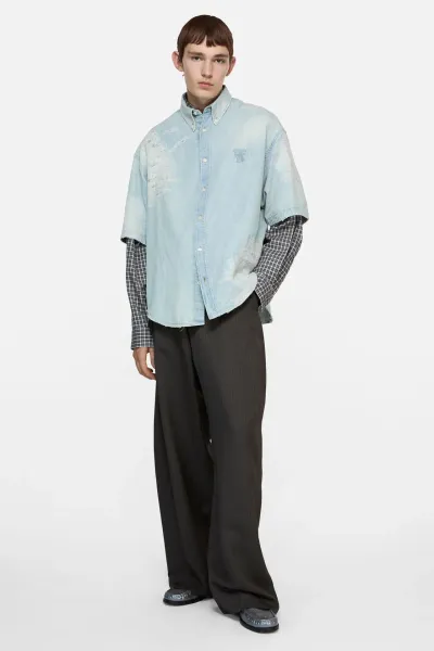 Mended denim shirt