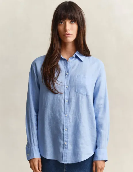 Gant Relaxed Fit Linen Shirt Blue