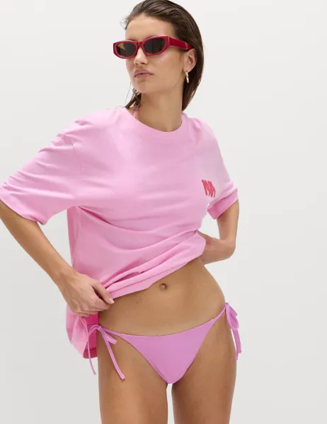 Marks & Spencer Bead Detail Tie Side Bikini Bottoms Pink