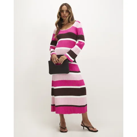 River Island Stripe Knit Long Sleeve Midi Dress
