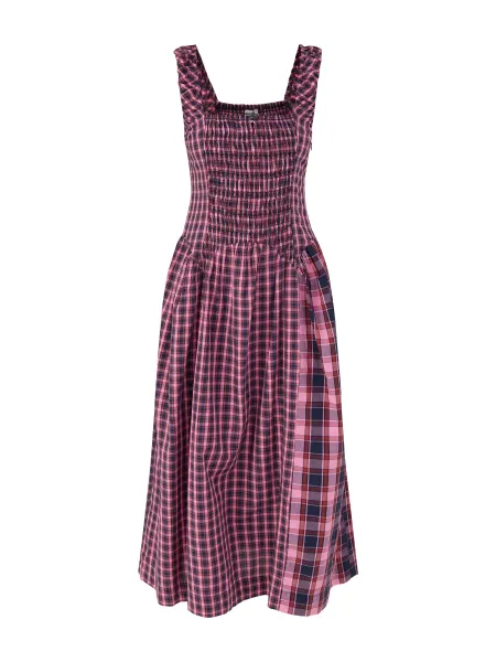 Mallory Magenta Check Midi Dress