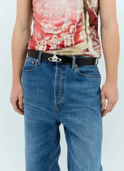 Orb Buckle Leather Belt