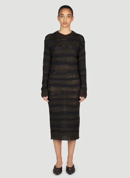 Ladder Knit Midi Dress