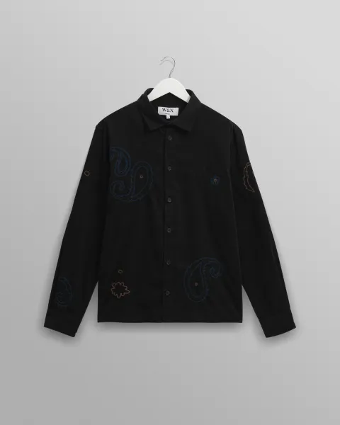 Halcomb - Black and Multicolour Applique Corduroy Shirt