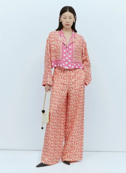 Logo Print Silk Pants