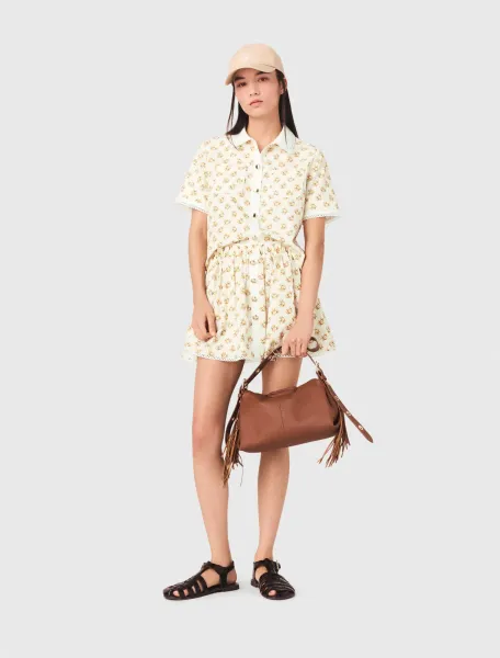 Patterned shirt with croquet trim