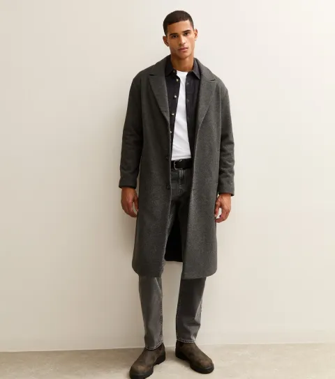 Men's Grey Relaxed Tailored Coat