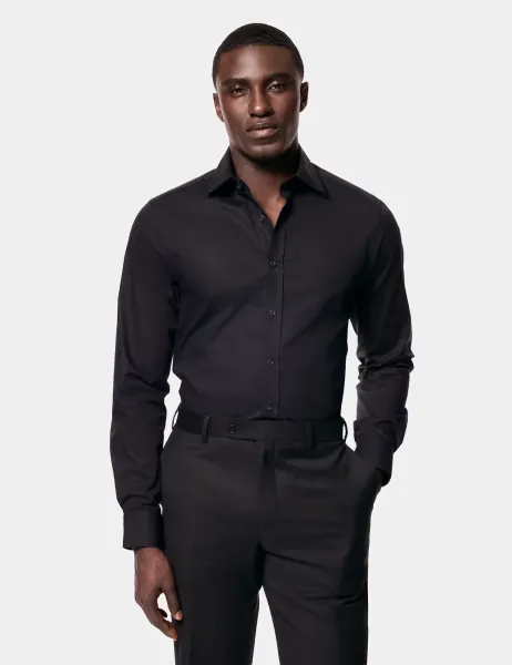 Hawes & Curtis Slim Fit Non Iron Pure Cotton Shirt Black