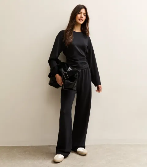Women's Black Wide Leg Joggers