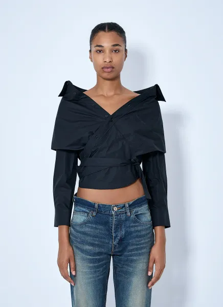Off-Shoulder Wrap Shirt