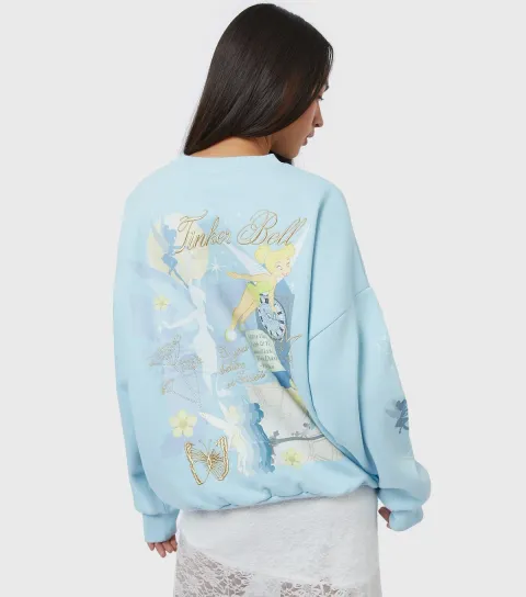 Women's Blue Disney Tinkerbell Print Sweatshirt